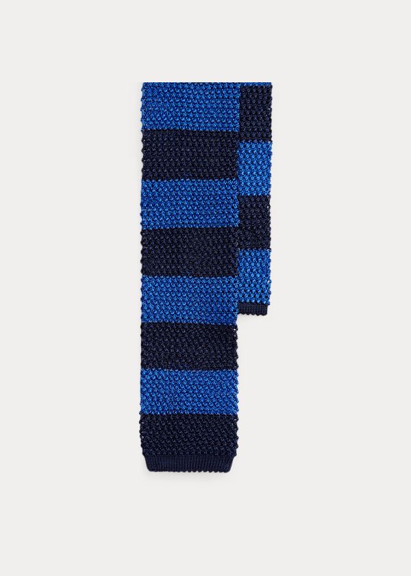 Corbatas Ralph Lauren Hombre Azul Marino / Azul Rey Azules - Striped Knit Silk - TPMCW5941